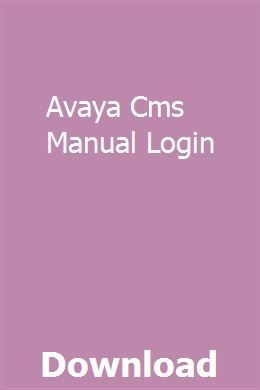 avaya cms manual